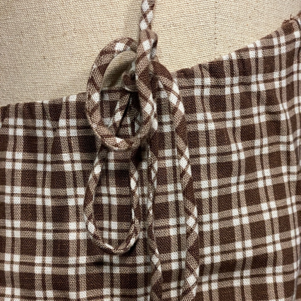 Abercrombie & Fitch Brown Gingham Plaid Crop Cami Tie Sides Extra Small NWT 🤎 - Picture 4 of 6
